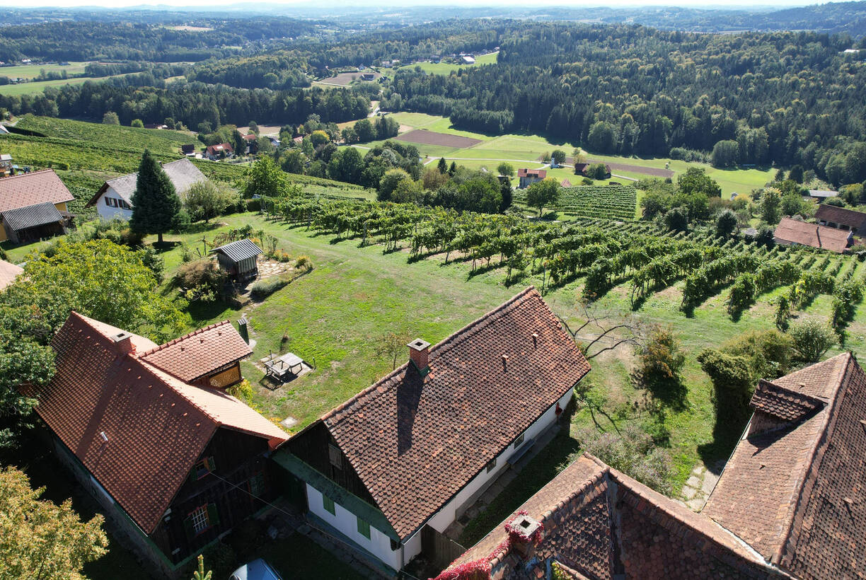 Ein eigenes Reich hoch über den Weinbergen in Plateaulage -  alte weststeirische Baukultur trifft neue Ausbaumöglichkeiten